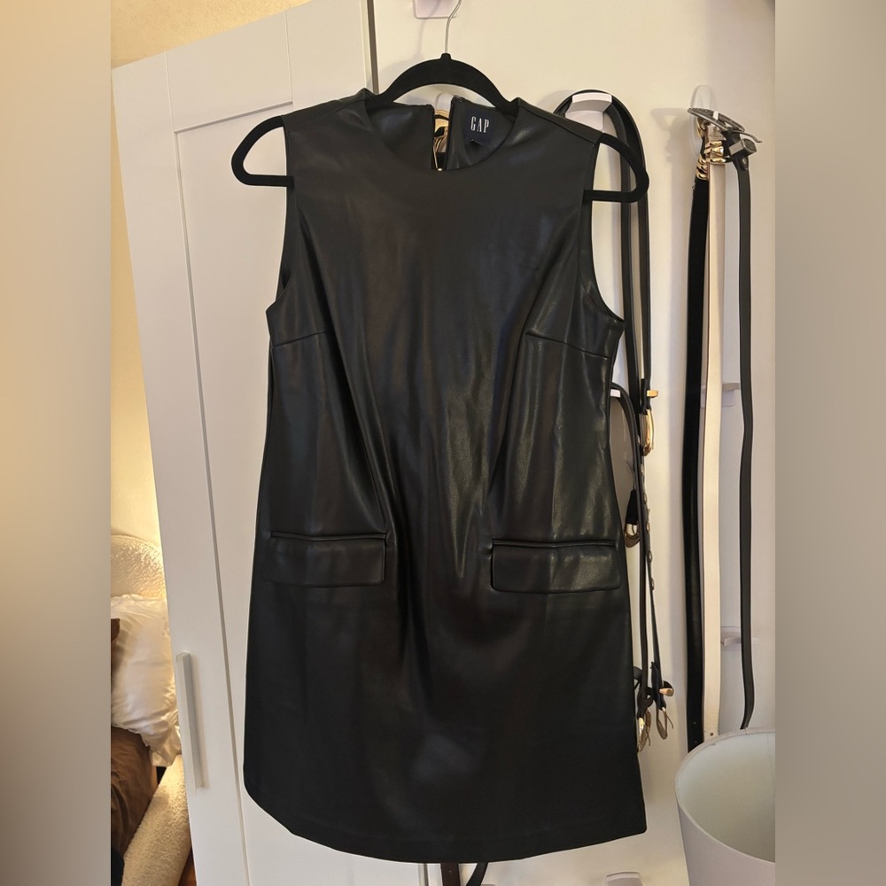 GAP shift faux leather dress
